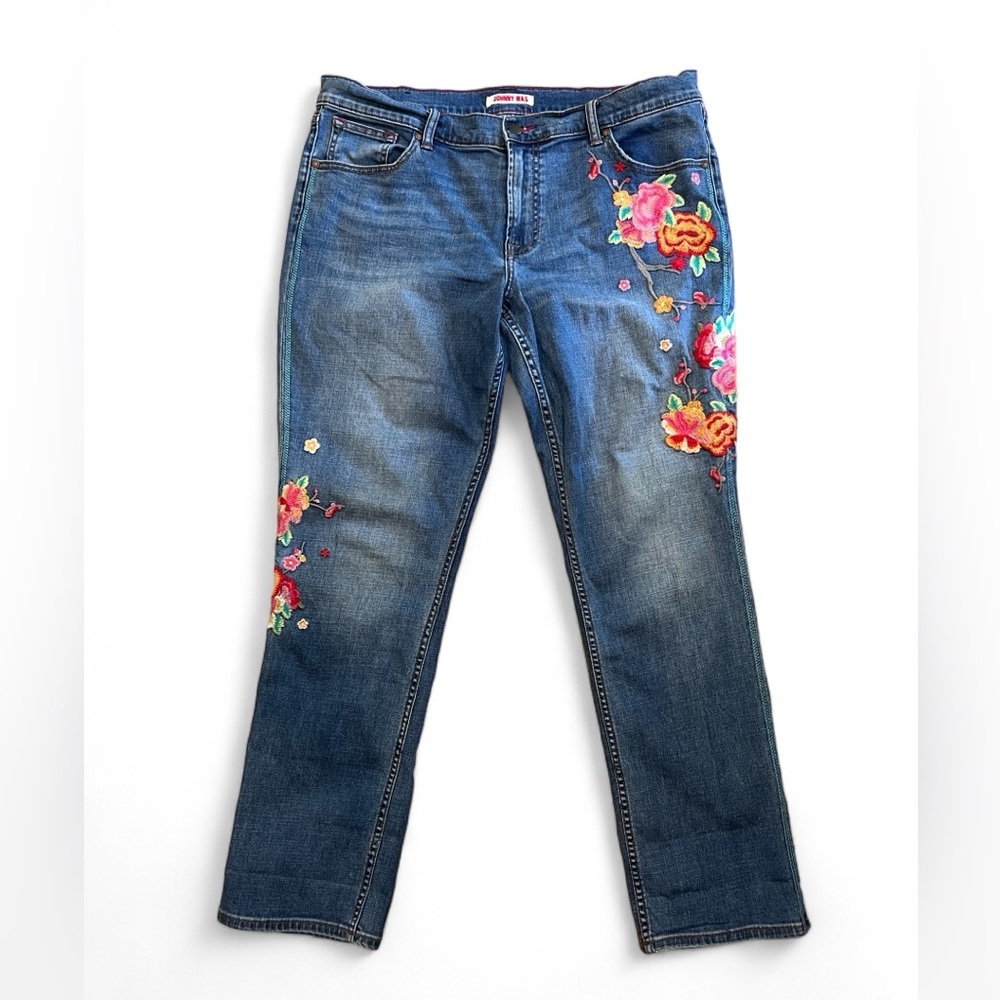 Full length Women’s Johnny Was Embroidered Blossom Boyfriend Jeans size 32 JWLA - Picture 3 of 11